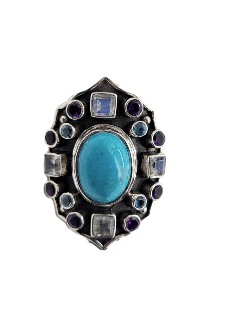 Nicky Butler Turquoise Moonstone Gem Arabesque Ring 925 Sterling Silver Size 8